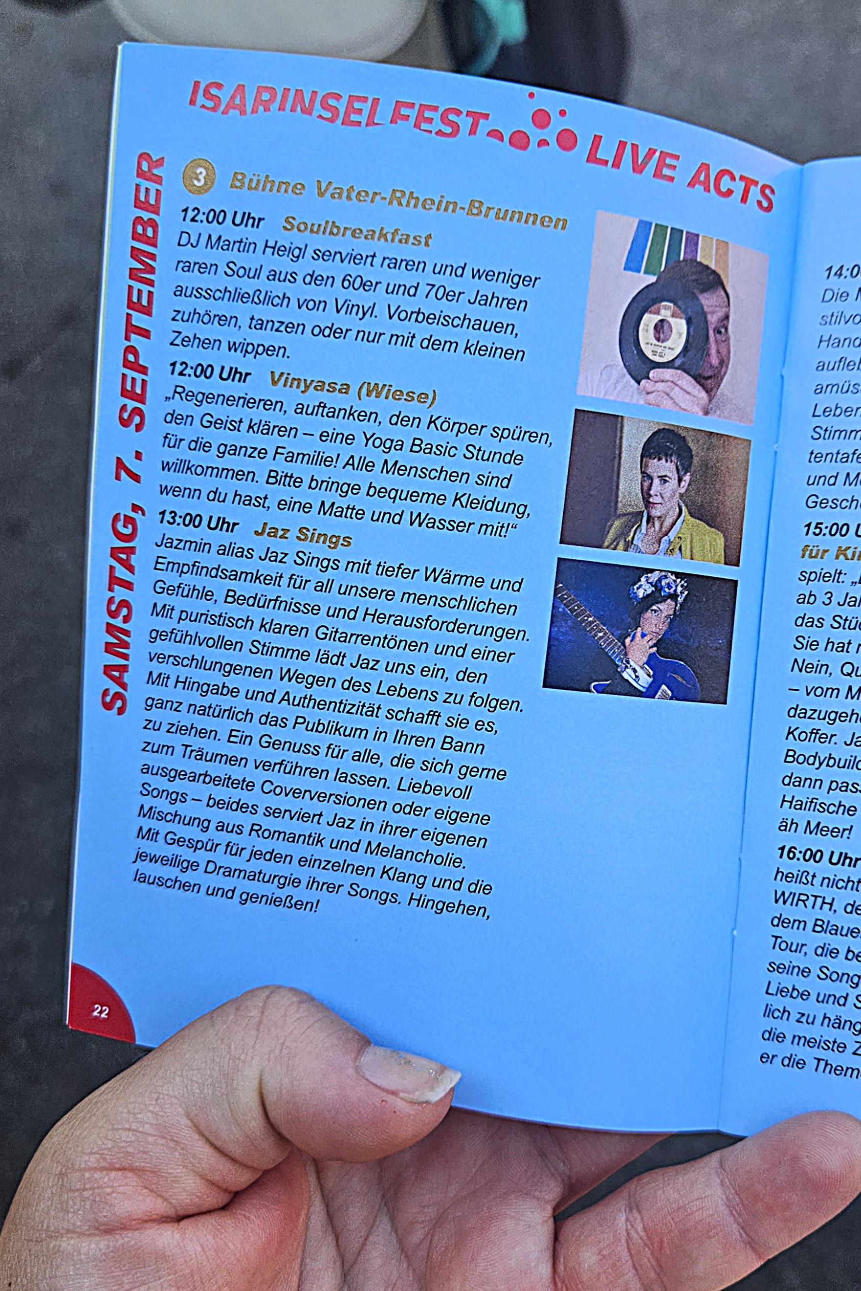 Jaz Sings Isarinselfest München Programmheft Livemusik
