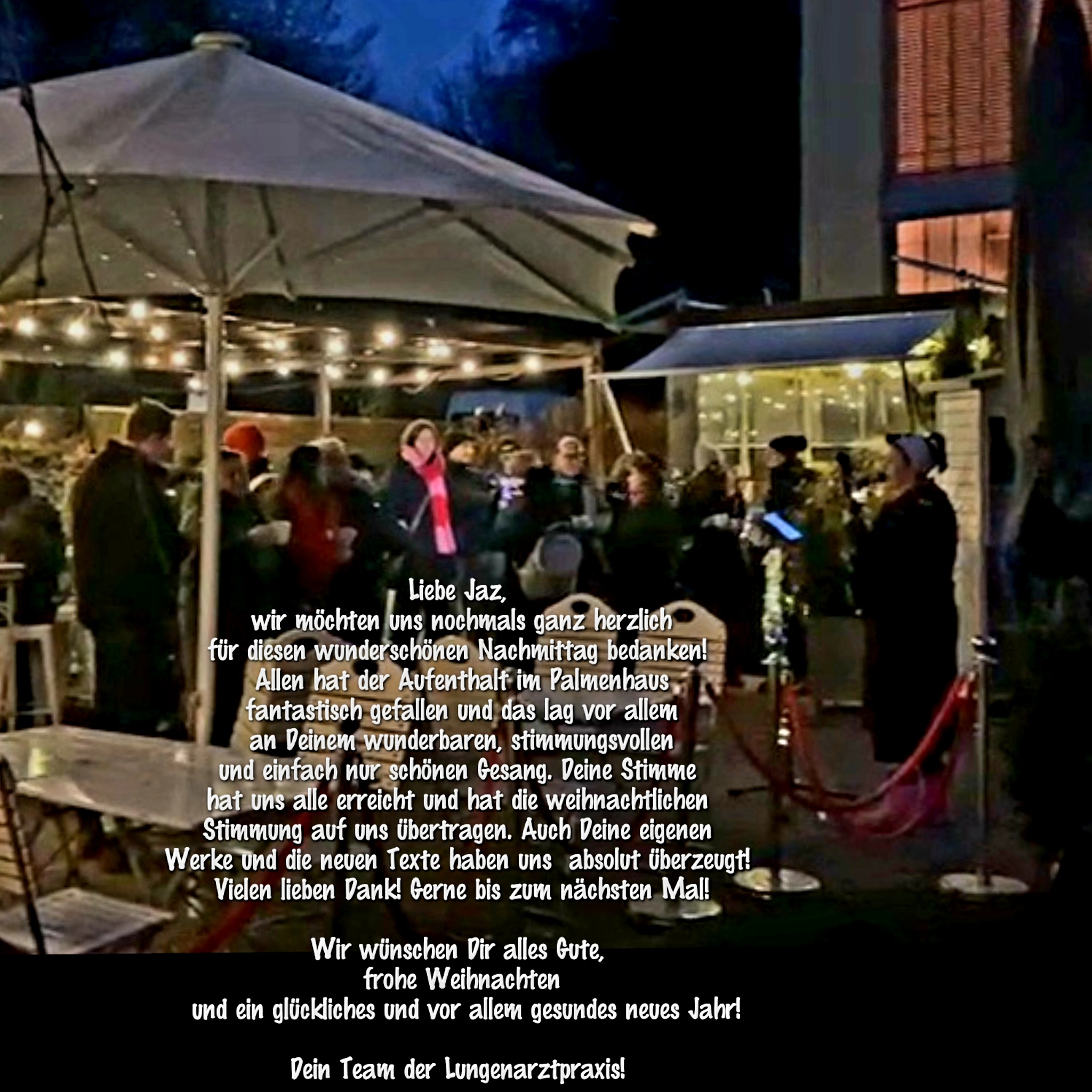 Live-Musik Weihnachtsfeier Palmenhaus Nymphenburger Schlossgarten München Jaz Sings